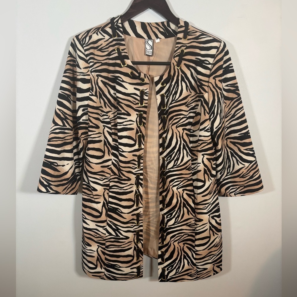 Silk Land Collection Women’s XL Animal Print Open Front Jacket
